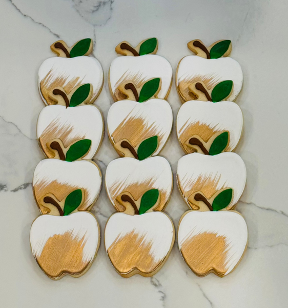 Rosh Hashana Cookie Box-Apples White/Gold