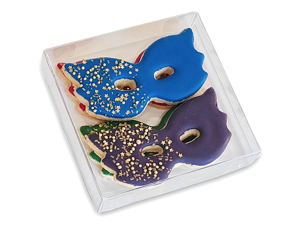 Set of 4 mini mask cookies in Box (Purim)