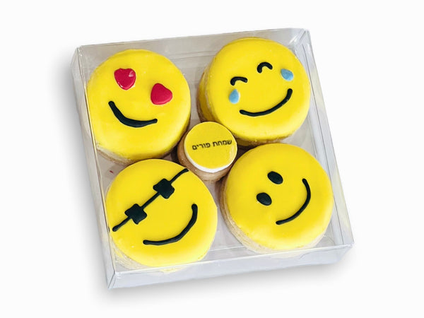 Set of 8 mini emoji cookies in Box (Purim)